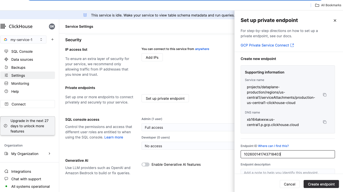 Фильтр Private Endpoints
